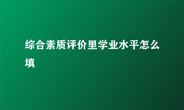 综合素质评价里学业水平怎么填