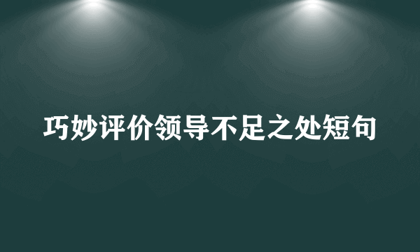 巧妙评价领导不足之处短句