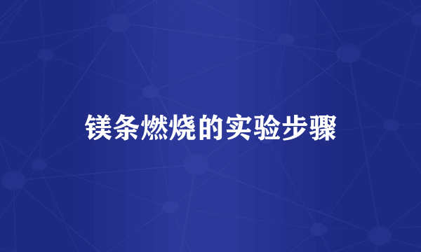 镁条燃烧的实验步骤