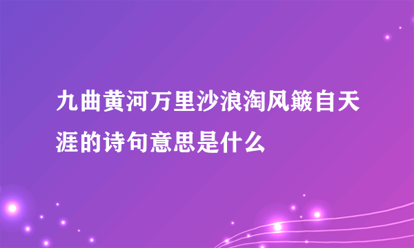 九曲黄河万里沙浪淘风簸自天涯的诗句意思是什么
