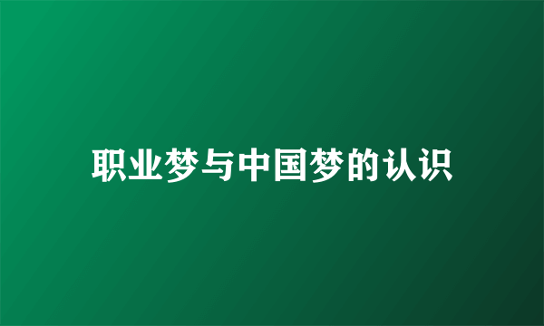 职业梦与中国梦的认识