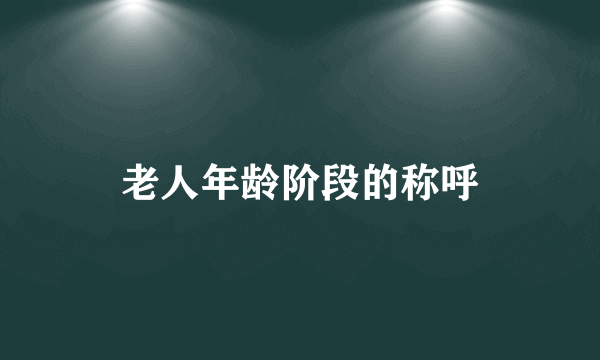老人年龄阶段的称呼