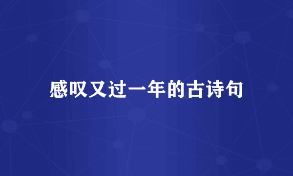 感叹又过一年的古诗句