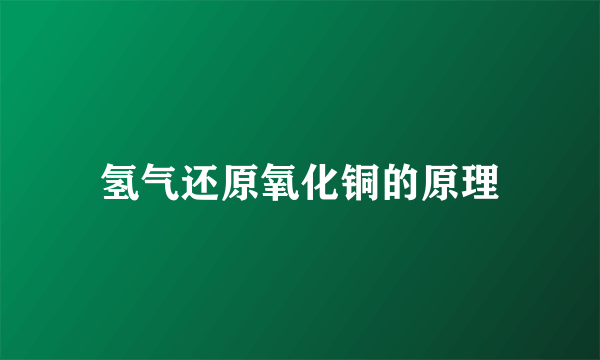 氢气还原氧化铜的原理
