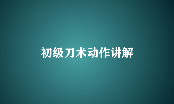 初级刀术动作讲解