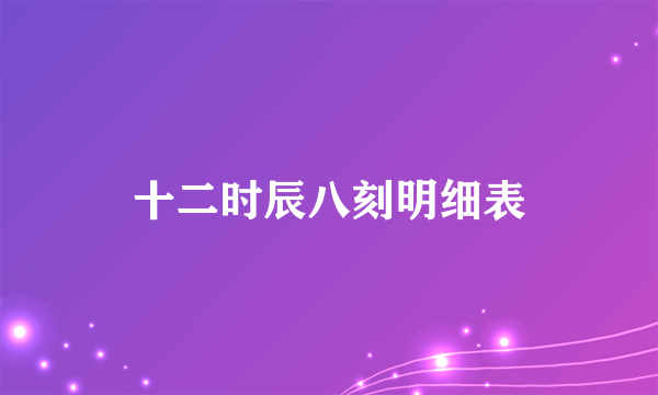 十二时辰八刻明细表