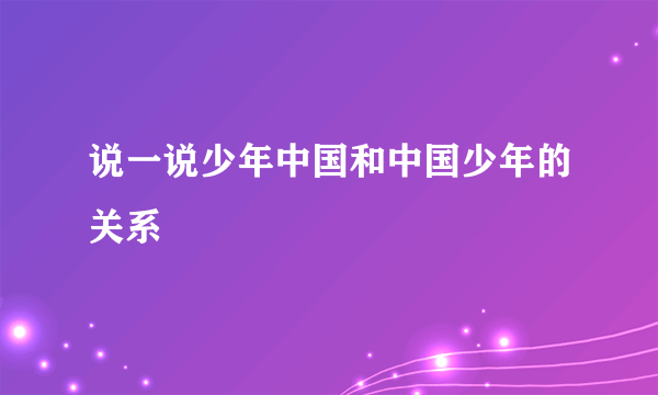 说一说少年中国和中国少年的关系