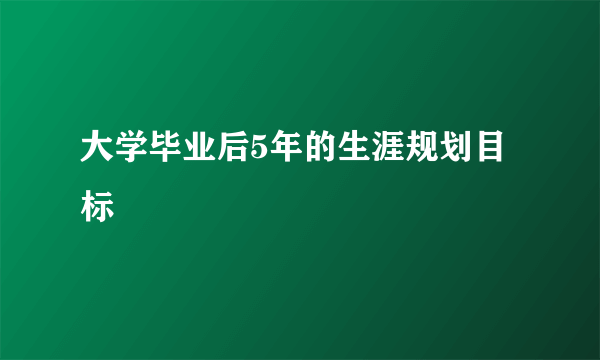 大学毕业后5年的生涯规划目标