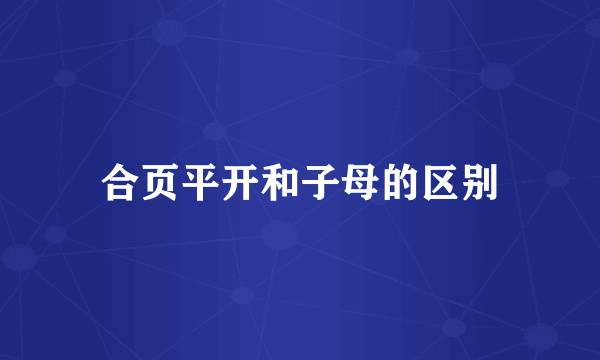 合页平开和子母的区别