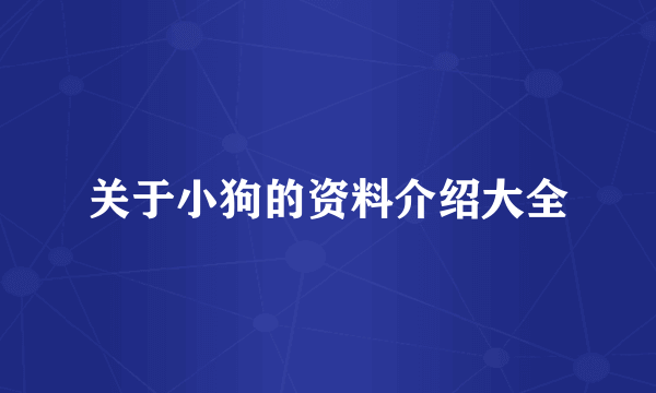 关于小狗的资料介绍大全