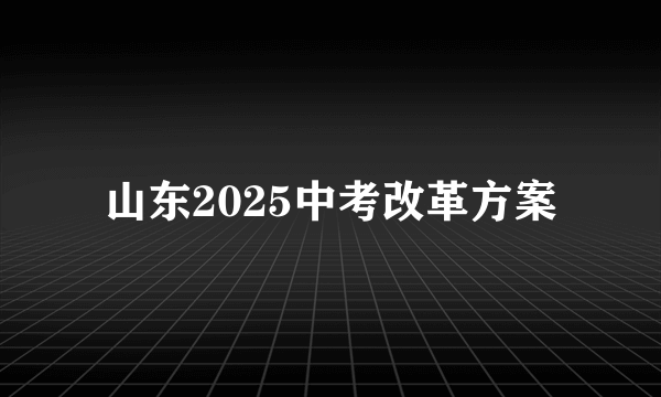 山东2025中考改革方案