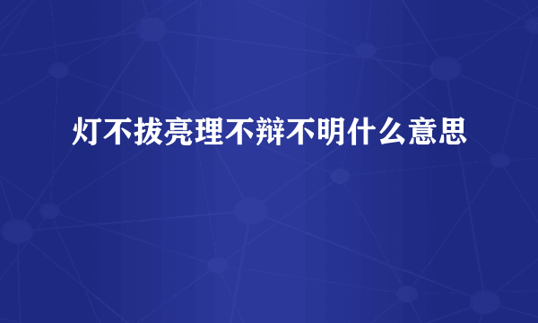 灯不拔亮理不辩不明什么意思