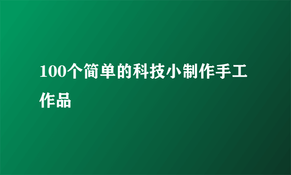 100个简单的科技小制作手工作品