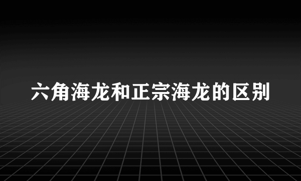 六角海龙和正宗海龙的区别