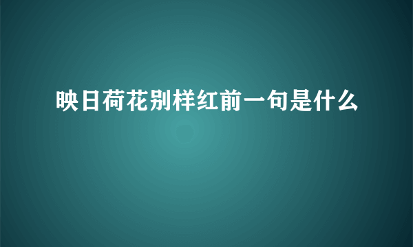 映日荷花别样红前一句是什么