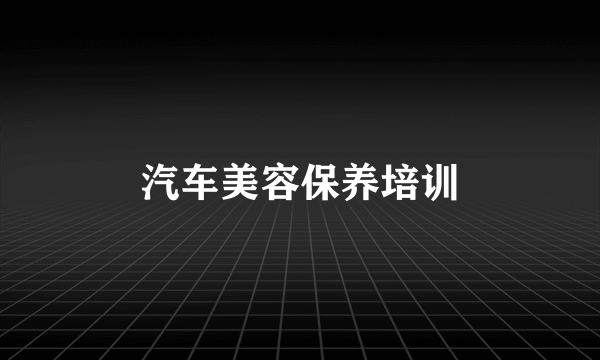 汽车美容保养培训
