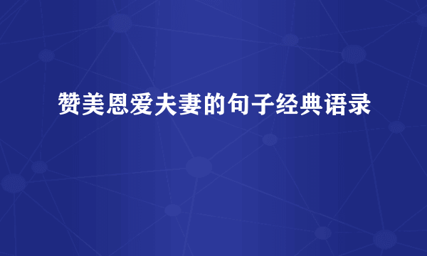 赞美恩爱夫妻的句子经典语录
