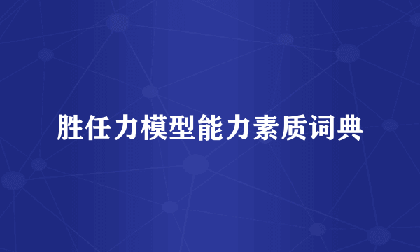 胜任力模型能力素质词典