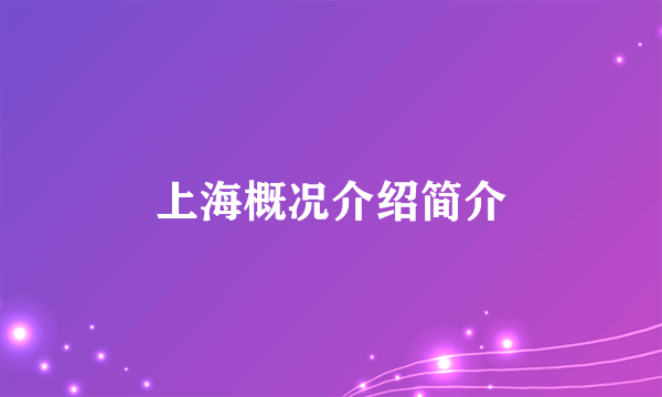 上海概况介绍简介