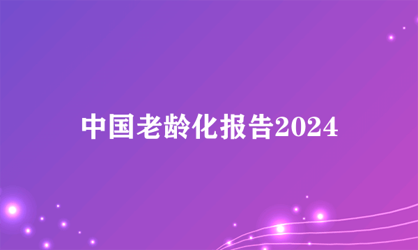 中国老龄化报告2024