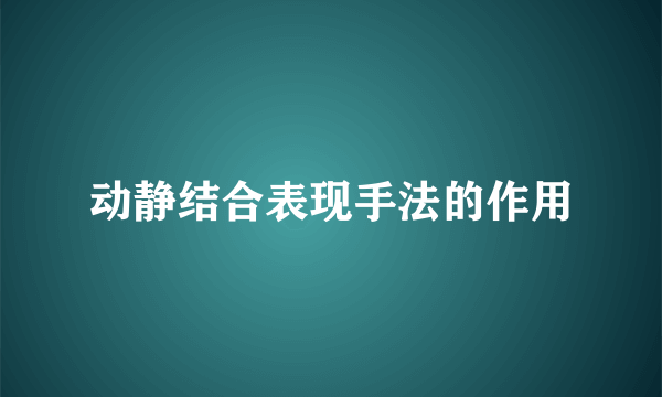 动静结合表现手法的作用