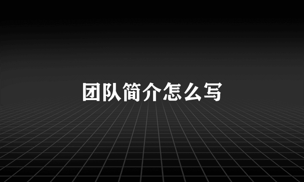 团队简介怎么写