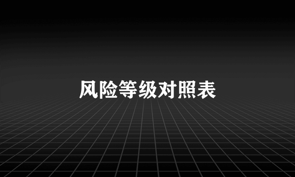风险等级对照表