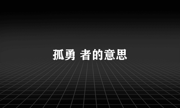 孤勇 者的意思