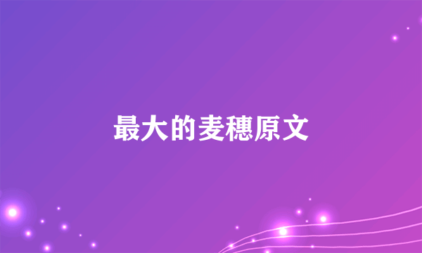 最大的麦穗原文