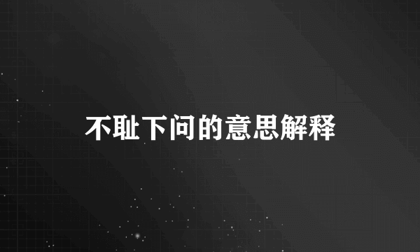 不耻下问的意思解释