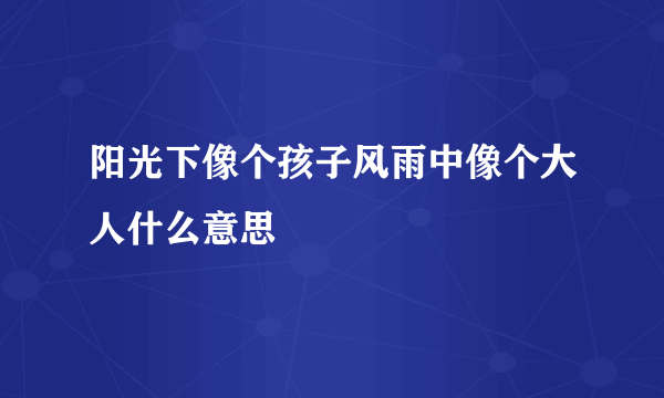 阳光下像个孩子风雨中像个大人什么意思