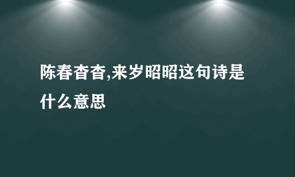 陈春杳杳,来岁昭昭这句诗是什么意思