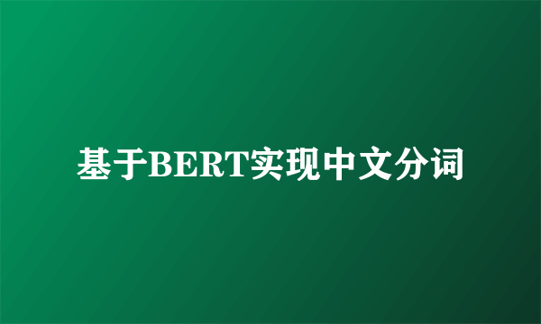 基于BERT实现中文分词