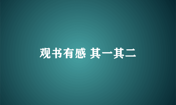 观书有感 其一其二
