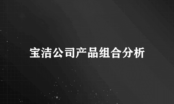 宝洁公司产品组合分析