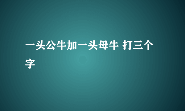 一头公牛加一头母牛 打三个字