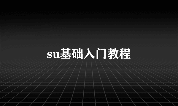 su基础入门教程