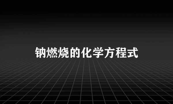钠燃烧的化学方程式