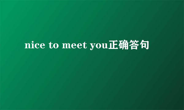 nice to meet you正确答句