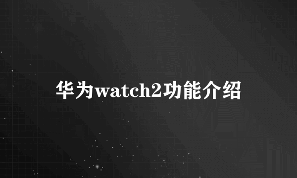 华为watch2功能介绍