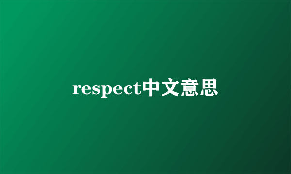 respect中文意思