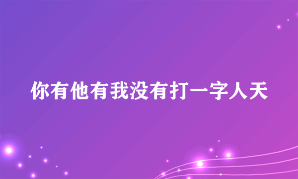 你有他有我没有打一字人天
