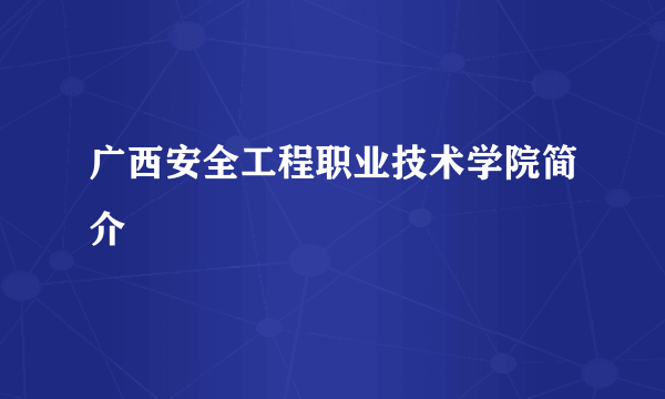 广西安全工程职业技术学院简介