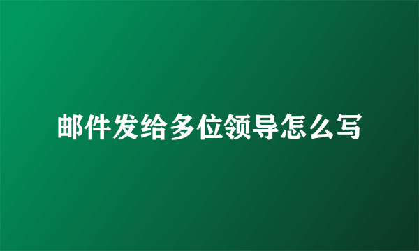 邮件发给多位领导怎么写