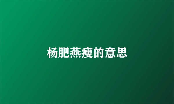 杨肥燕瘦的意思