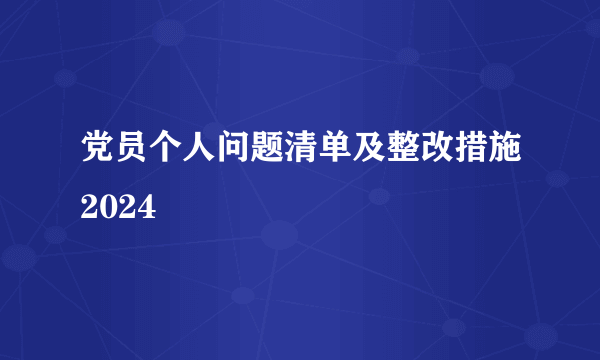党员个人问题清单及整改措施2024
