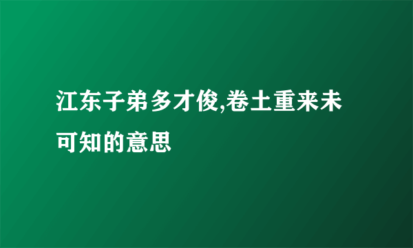 江东子弟多才俊,卷土重来未可知的意思
