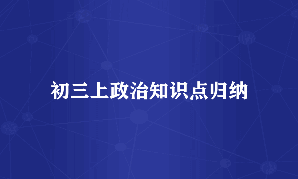 初三上政治知识点归纳