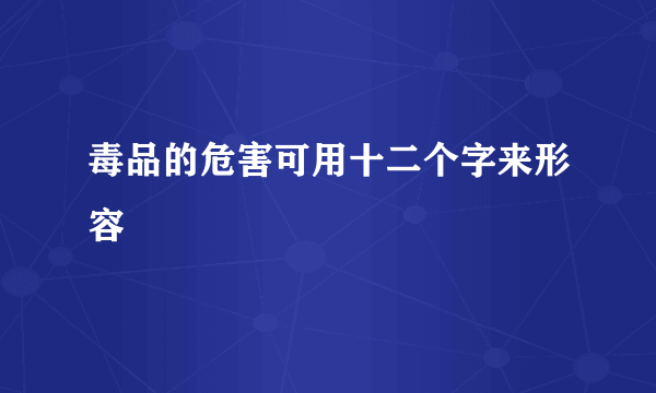 毒品的危害可用十二个字来形容