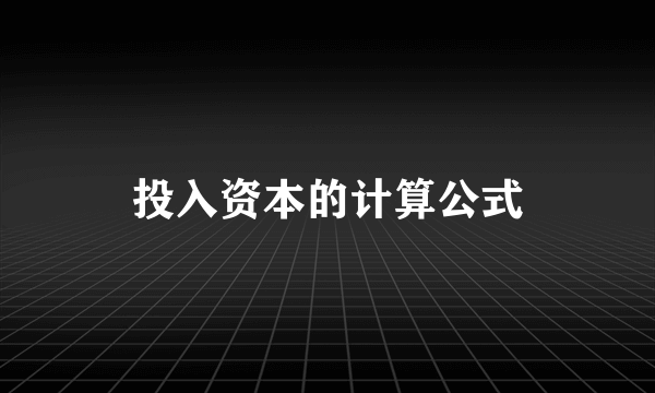 投入资本的计算公式